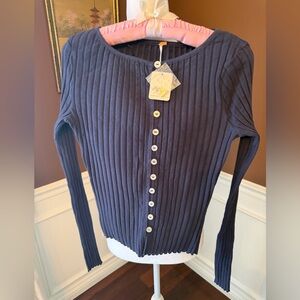 We The Free Tilly Long Sleeved Cari in Navy Blue Size Small NWT